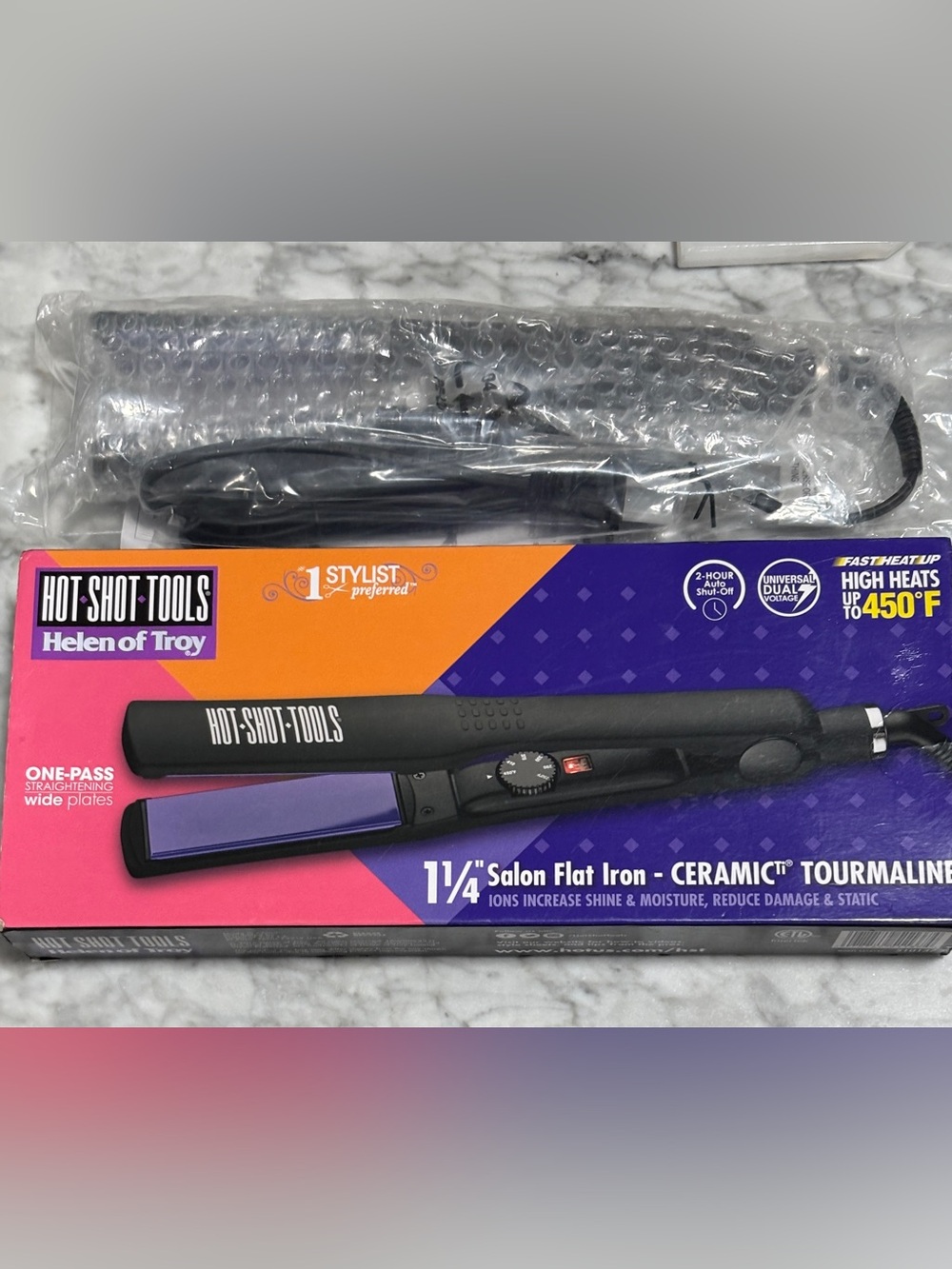 Hot Shot Tools 1 1/4 Salon Ceramic Tourmaline Flat Iron NWT - Picture 4 of 4